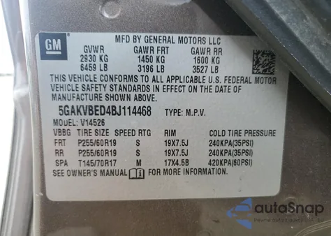 2011 Buick Enclave Cxl z USA, uszkodzony, nr VIN 5GAKVBED4BJ114468